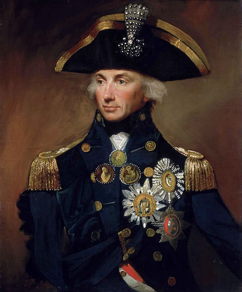 Rear-Admiral Sir Horatio Nelson, Lemuel Francis Abbott, 1800, National Maritime Museum. Visible on his cocked hat is the aigrette presented by the Ottoman Sultan as a reward for the victory at the Nile