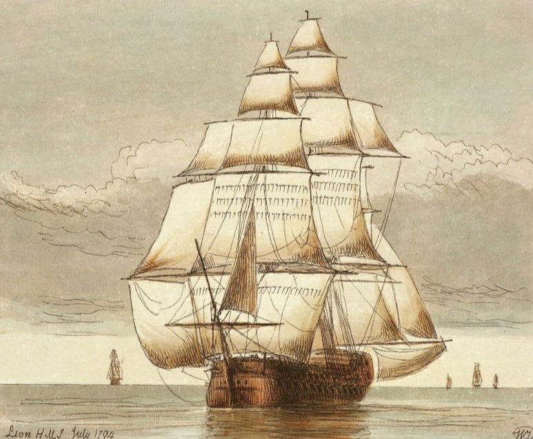 HMS Lion under sail, 1794