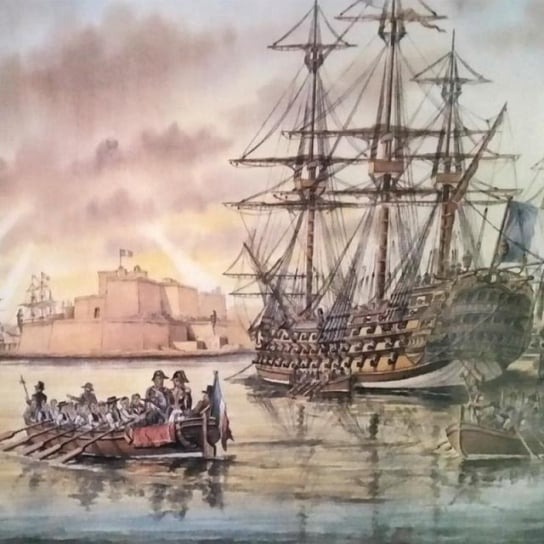 With a French first-rate at anchor in Valletta's Grand Harbour, French troops take possession of Malta on June 12th 1798