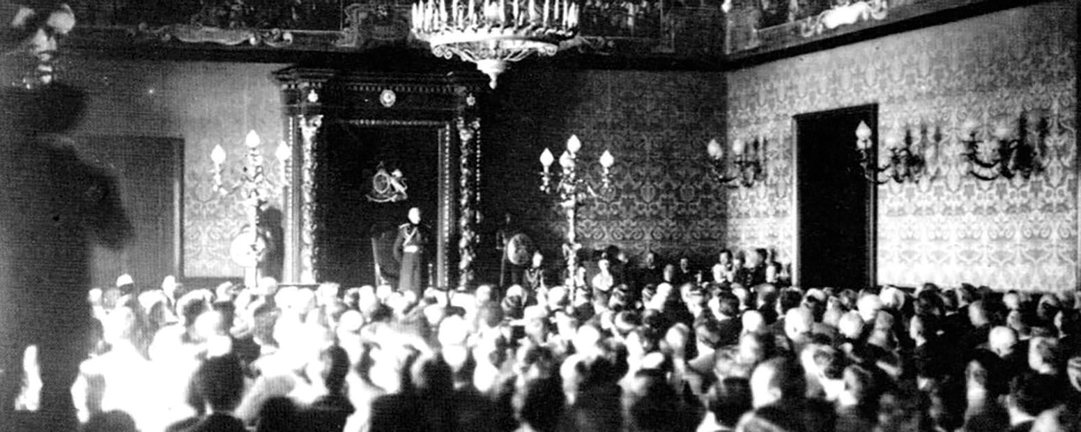 The inauguration of Malta’s first parliament by the Prince of Wales in the Hall of St Michael and St George, the Governor’s Palace, Valletta, on November 1, 1921.