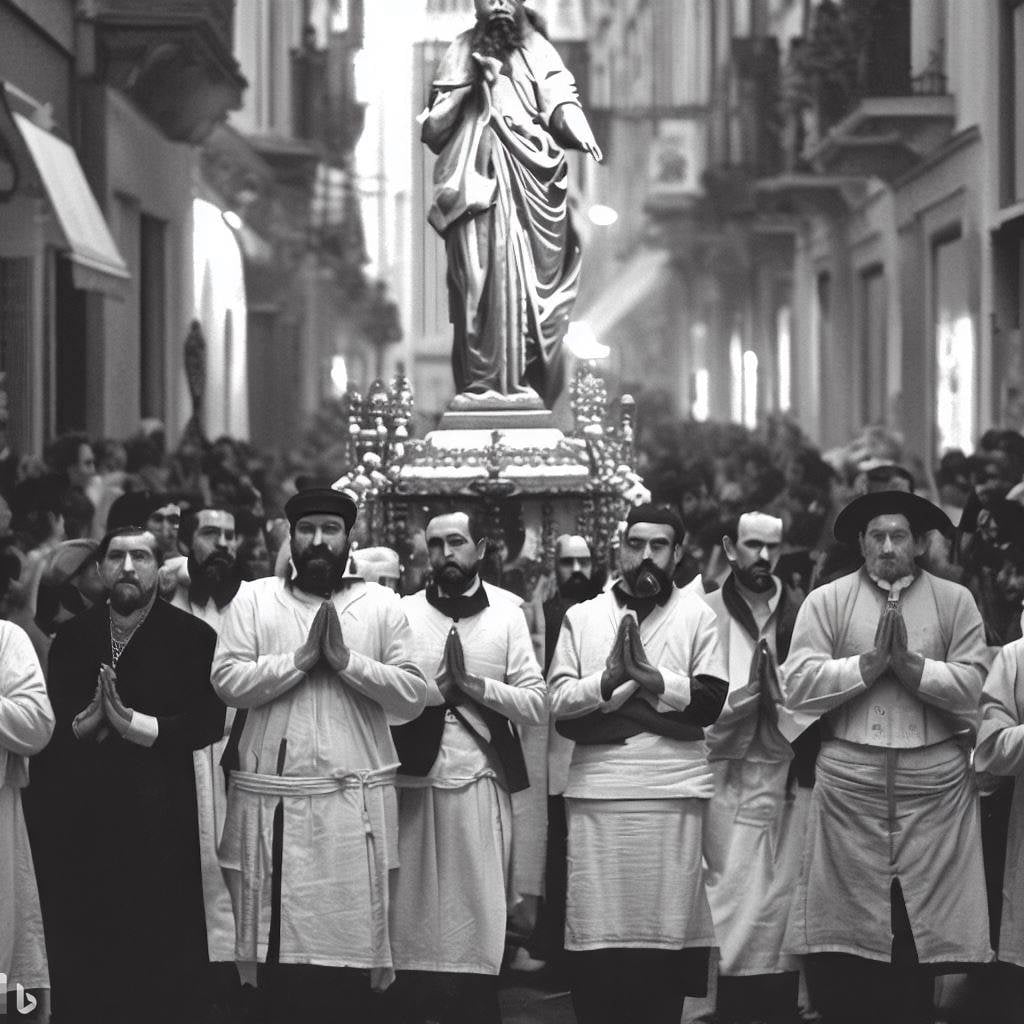 clergy organised processions with the statue of Saint Paul