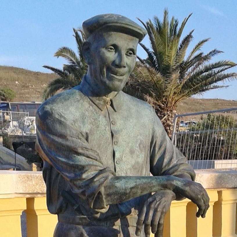 Statue of Frenċ tal-Għarb outside Ta' Pinu Church